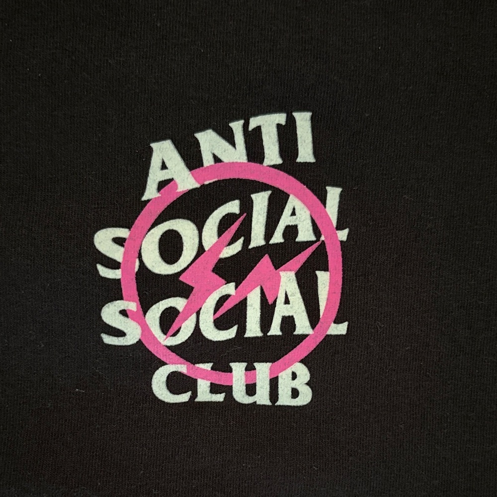 Anti Social Social Club x Fragment Design Pink Bolt Tee Black XL - Picture 2 of 7